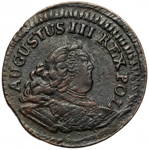 August III Sas, Grosz Gubin 1754 (H) - AUGUSTUS - mała głowa - rzadki