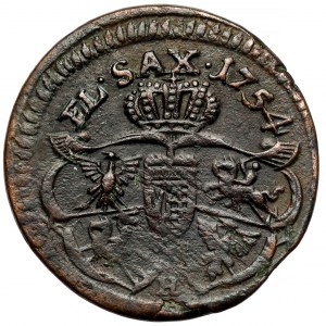 Augustus III Sas, Gubin Pfennig 1754 (H) - AUGUSTUS - kleiner Kopf - selten