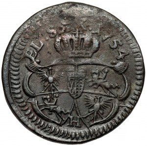 August III Sas, Grosz Gubin 1754 (H) - AUGUSTUS - mała głowa
