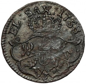 Augustus III Saxon, Penny 1758 - in armor - rare