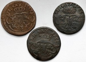 August III Saxon, Pennies 1753-1755 - set (3pcs)