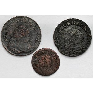 August III Sas, Grosze i Szeląg 1753-1754 - zestaw (3szt)