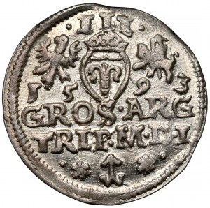 Zygmunt III Waza, Trojak Wilno 1593 - Platina - PIĘKNY