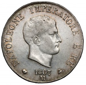 Italy, Napoleon I, 5 lira 1807-M, Milan
