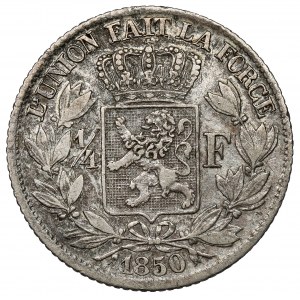 Belgia, Leopold I, 1/4 franka 1850 LW - B.RZADKIE