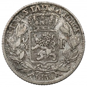 Belgia, Leopold I, 1/4 franka 1850 LW - B.RZADKIE