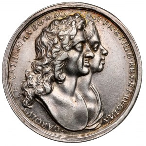 Anglia, Karol II, Medal 1662 - zaślubinowy