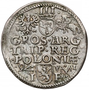Sigismund III Vasa, Trojak Poznań 1594 VI - RARE bust