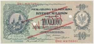 10 milioni di mkp 1923 - C - MODELLO - con perforazione