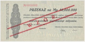 Preplatok za 50 miliónov mkp 1923 - MODEL - nulové číslovanie