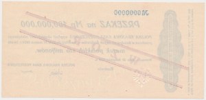 Przekaz na 100 mln mkp 1923 - WZÓR - numeracja zerowa
