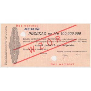 Przekaz na 100 mln mkp 1923 - WZÓR - numeracja bieżąca