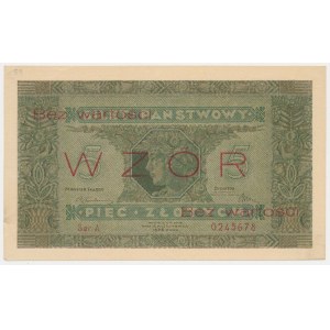 Bilet zdawkowy, 5 złotych 1926 Górnik - WZÓR