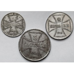 Ober-Ost. 1-3 kopiejki 1916 A i J - zestaw (3szt)