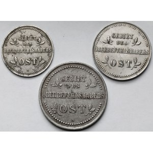 Ober-Ost. 1-3 kopiejki 1916 A i J - zestaw (3szt)