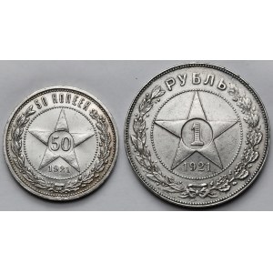 Rosja / RFSRR, Rubel i 50 kopiejek 1921 - zestaw (2szt)