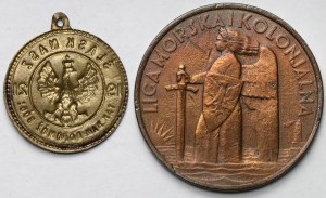 Patriotische Medaille, Schlesien 1921 - Dritter schlesischer Aufstand und Medaille des See- und Kolonialbundes - Set (2 Stück)