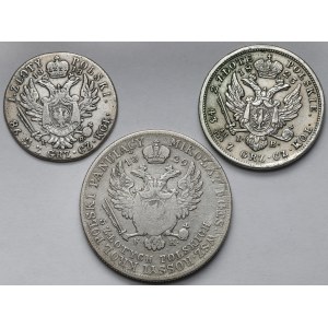 1-5 złotych polskich 1818-1829 - zestaw (3szt)