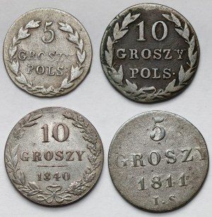 5 et 10 pennies 1811-1840 - set (4pc)