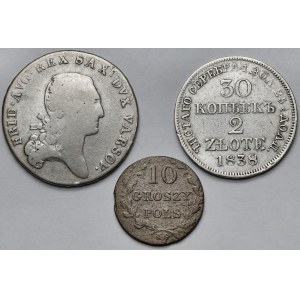1/3 talara 1811, 10 groszy 1831 i 2 złote 1838 - zestaw (3szt)