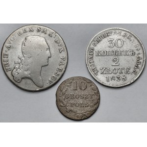 1/3 talara 1811, 10 groszy polskich 1831 i 30 kopiejek - 2 złote 1838 - zestaw (3szt)