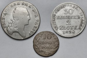 1/3 thaler 1811, 10 pennies 1831 and 2 zlotys 1838 - set (3pcs)