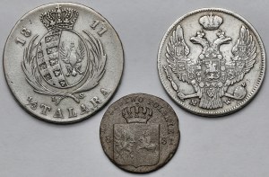 1/3 thaler 1811, 10 pennies 1831 and 2 zlotys 1838 - set (3pcs)