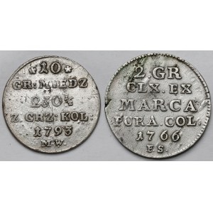 Poniatowski, Półzłotek 1766 FS i 10 groszy 1793 - zestaw (2szt)