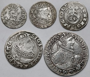 Sigismond III Vasa, du shekel à l'orta 1615-1626 - set (5pc)