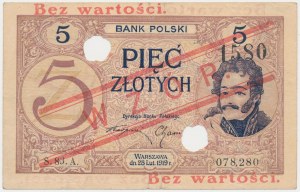 5 zloty 1919 - MODEL - S.83.A. - perforation