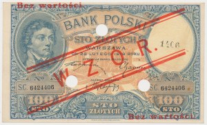100 zloty 1919 - MODELLO - bassa sovrastampa - perforazione