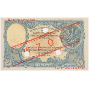 100 złotych 1919 - WZÓR - niski nadruk - perforacja