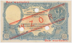 100 zloty 1919 - MODELLO - bassa sovrastampa - perforazione