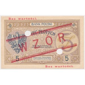 5 złotych 1924 - WZÓR - II EM. A - perforacja