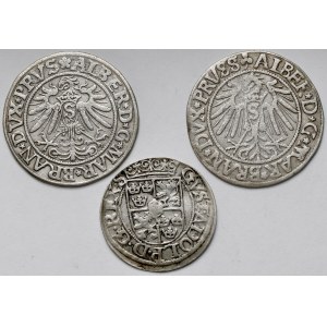 Prusy, Albert Hohenzollern, Grosz Królewiec 1533-1542 i Półtorak 1622 - zestaw (3szt)