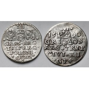 Zygmunt III Waza, Trojak Ryga 1590 i Malbork 1593 - zestaw (2szt)