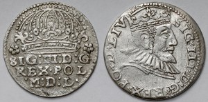 Sigismund III Vasa, Trojak Riga 1593 and Grosz Krakow 1612 - set (2pcs)