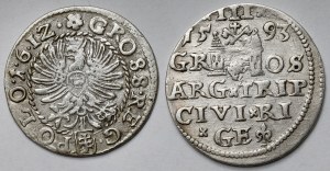 Sigismund III Vasa, Trojak Riga 1593 and Grosz Krakow 1612 - set (2pcs)