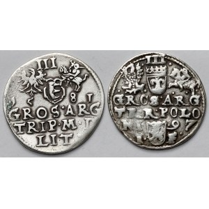 Stefan Batory i Zygmunt III Waza, Trojak Wilno 1581 i Olkusz 1597 - zestaw (2szt)