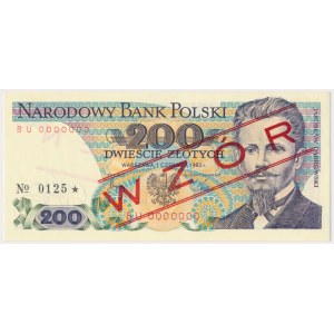 200 zł 1982 - WZÓR - BU 0000000 - No.0125