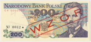 200 zł 1986 - MODEL - CR 0000000 - č. 0042 - nízke číslo z prvého balíka