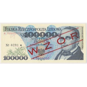 100.000 zł 1990 - WZÓR - A 0000000 - No.0291