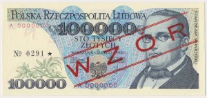 100,000 zl 1990 - MODEL - A 0000000 - No.0291