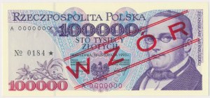 100,000 zl 1993 - MODEL - A 0000000 - No.0184