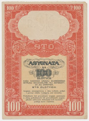 Assignment of the Ministry of Treasury (1939) - 100 zlotys