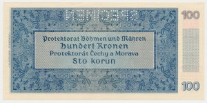 Protektorát Čechy a Morava, SPECIMEN 100 Korun 1940 - II Auflage