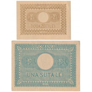 Romania, 20 & 100 Lei 1945 (2pcs)