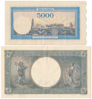 Romania, 1.000 Lei 1941 & 5.000 Lei 1943 (2pcs)