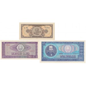 Romania, 1, 10 & 100 Lei 1952-1966 (3pcs)