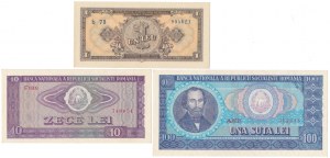 Romania, 1, 10 e 100 Lei 1952-1966 (3 pz.)